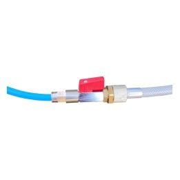 Raccord avec valve quart de tour pour passage de liquide 8mm