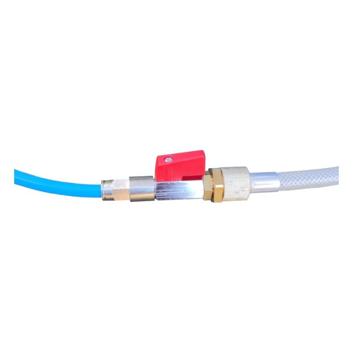 Raccord avec valve quart de tour pour passage de liquide 8mm