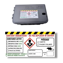 Étiquette autocollante réglementaire dératisation poste d'appatage