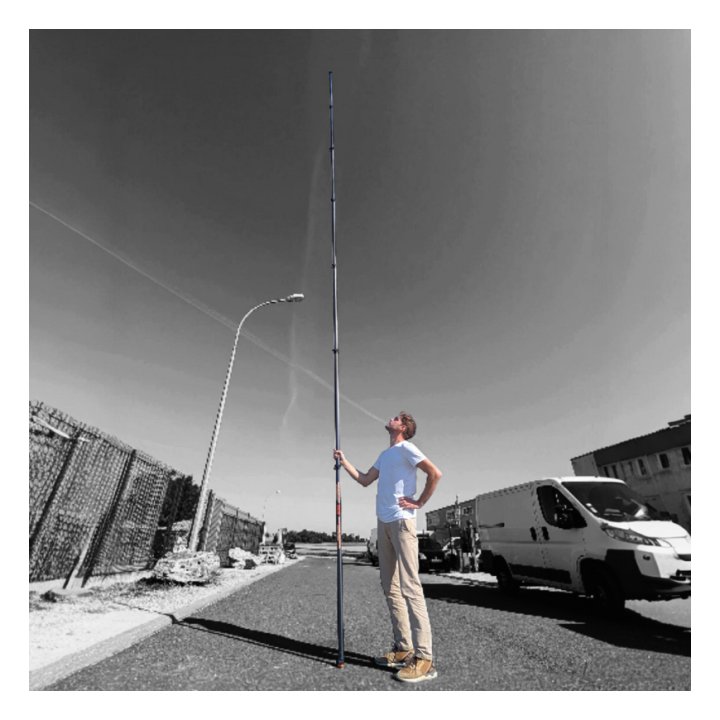 Perche télescopique carbone dépliée Buzzbusters