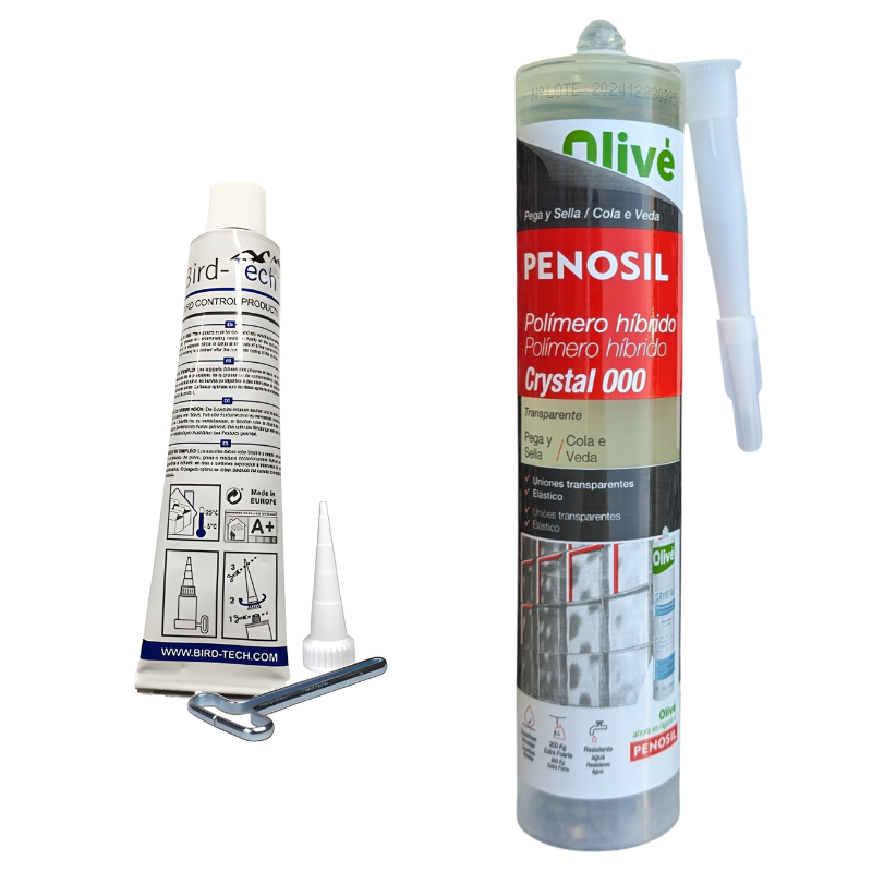 Mastic adhésif transparent Fixation FastNet filets et  pics anti-pigeons