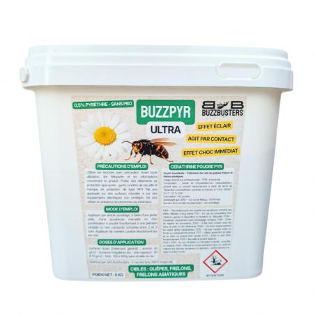 BuzzPyr Ultra poudre pyrèthre désinsectisation guepe frelon